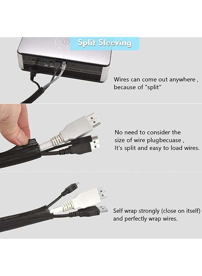 PROMASS Cable Management Sleeve, 19-20 Inch Cord Organizer System with Zipper for TV Computer Office Home Entertainment, Flexible Cable Sleeve Wrap Cover Wire Hider System (Black 4 pcs) - Image 5