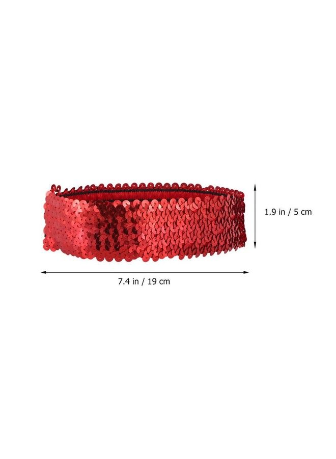 Beaupretty Sparkly Sequin Headband Elastic Stretch Headpieces Stage Performance Hair Accessories For Women Girls Red - Image 3