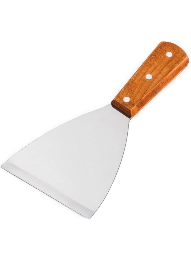 SAQOWARE SAQOWARE Stainless Steel Baking Dough Scraper with Wooden Handle - Image 1