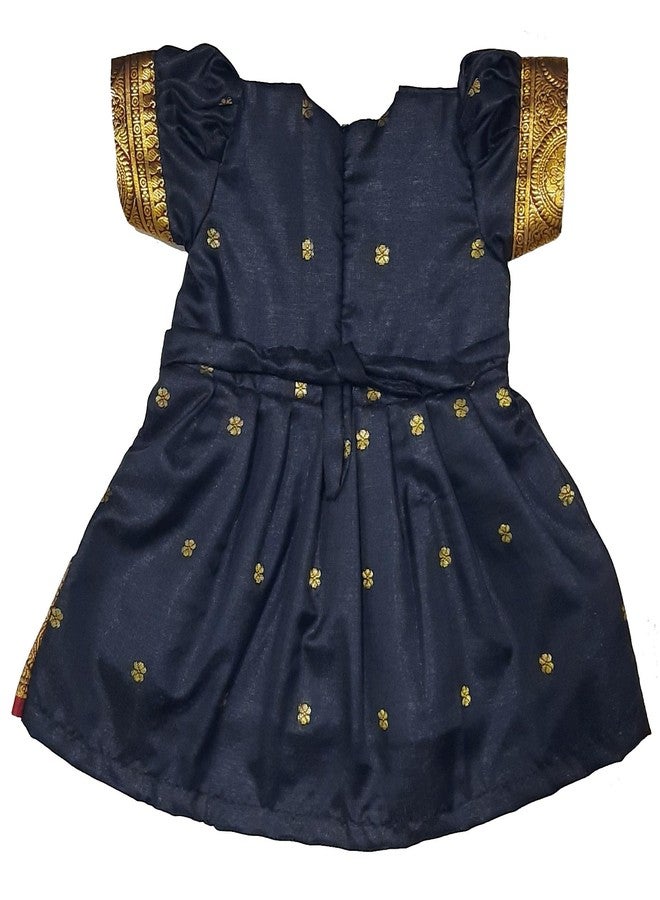 Luster Black Frock Satin (Age 0 to 5 yly), Special for Makar Sankrat, Pedda Panduga, Makara Sankranti, Pongal, Magh Bihu, Magha Mela (4-5 Years) - Image 3