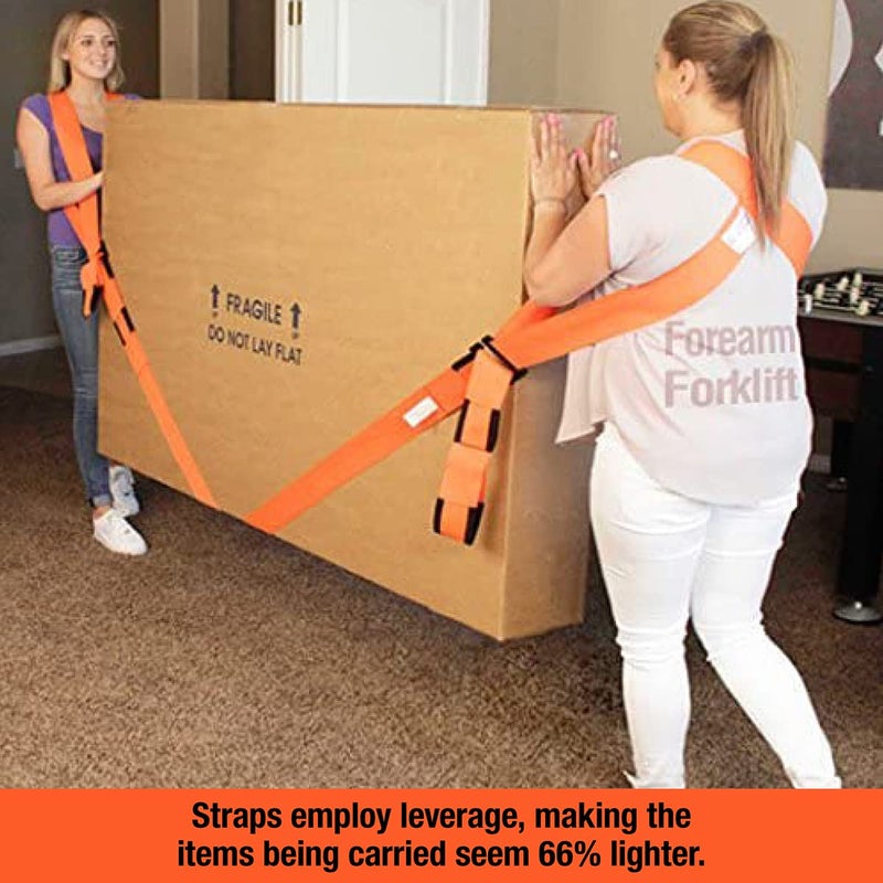 Forearm Forklift Shoulder Harness - Orig. Model - Lift and Move Furniture, appliances, Supports up to 800 lb. Moving Harness Set, 2 Harnesses and 2 Center Straps That are ea 9’4” Long, 1 Pack, Orange - Image 3
