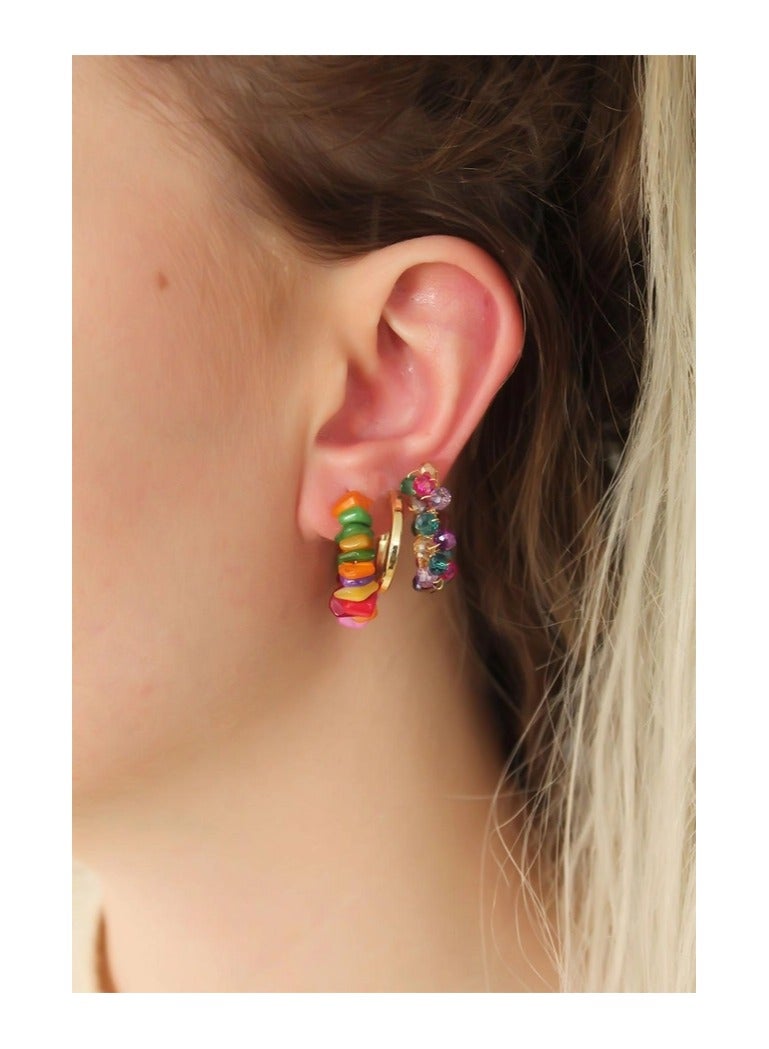Colorful Natural Stone Detail Earring Set  - Image 2