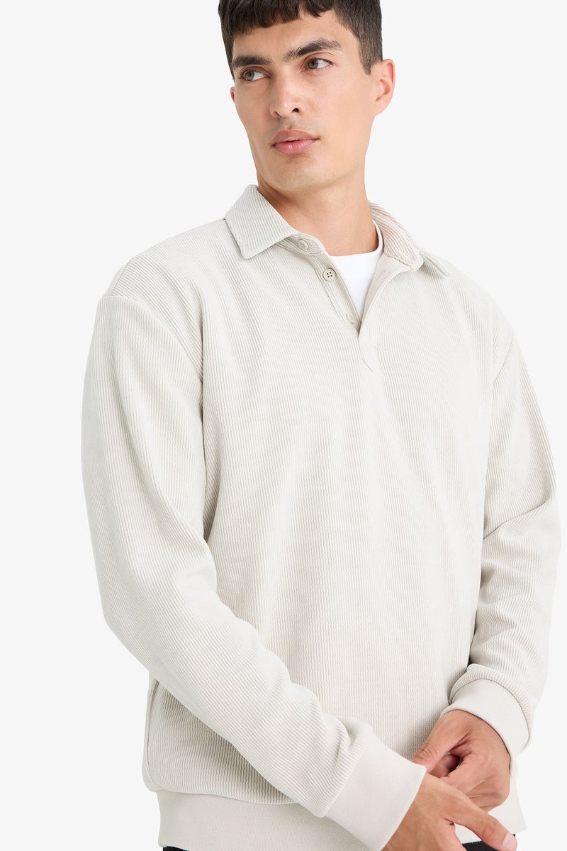 DeFacto Beige Man Regular Fit Long Sleeve Sweatshirt Casual - Image 1