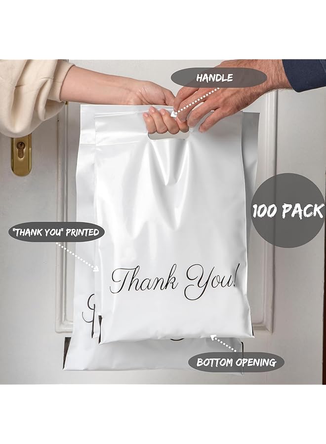 erorex 100 Pack Poly Mailers Mail Bags Shipping Bags 25.5X33+6+5Cm Waterproof And Tear Resistant Mailers Poly Bags With Self Adhesive And Handle Reusable Thank You Merchandise Bags For Clothing - Image 2