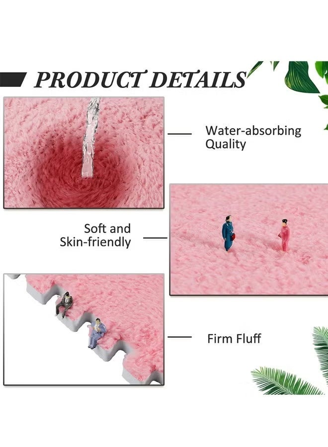 6 Pcs Plush Foam Interlocking Floor Mat Climbing Area Rugs 11.8 x 11.8 Inch Square Soft Fluffy Tiles with Border Play Mat Flooring Tiles for Home Playroom Decoration - Image 4