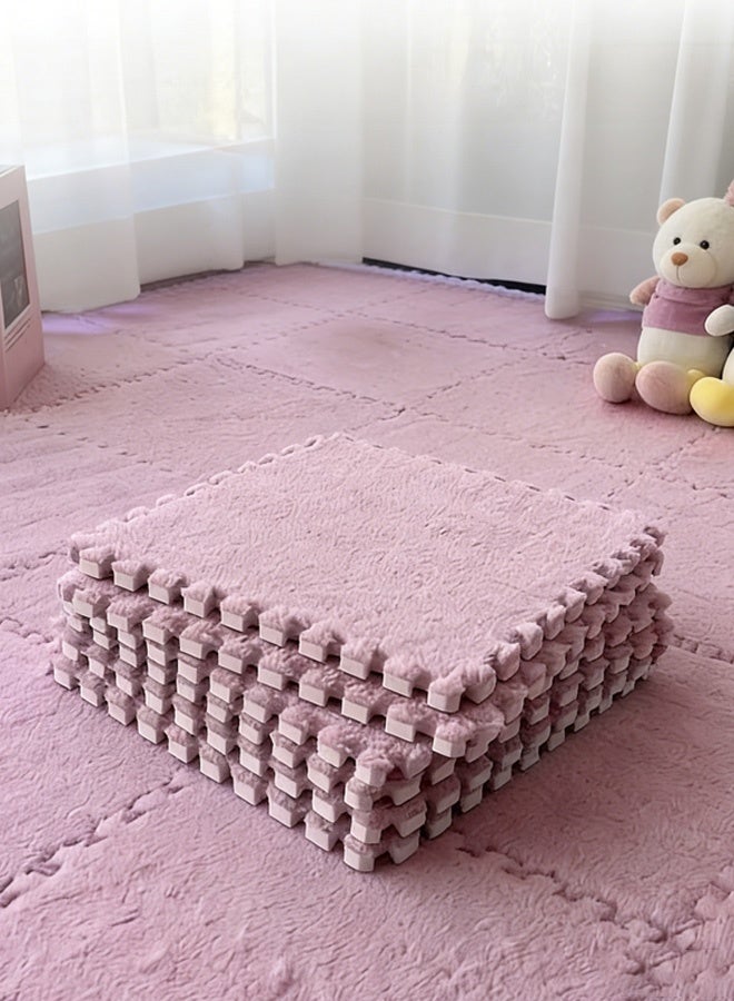 6 Pcs Plush Foam Interlocking Floor Mat Climbing Area Rugs 11.8 x 11.8 Inch Square Soft Fluffy Tiles with Border Play Mat Flooring Tiles for Home Playroom Decoration - Image 1