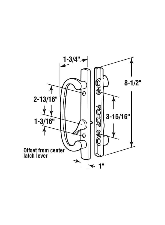 promass C 1280 Mortise-Style Sliding Door Handle Set – Replace Old or Damaged Door Handles Quickly and Easily –For Right- or Left-Handed Doors - White Diecast, 3-15/16” Mounting Holes - Image 3