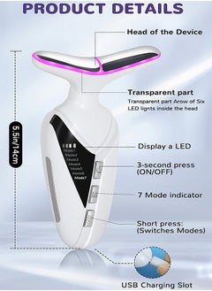 MAANGE Neck Face Beauty Device, 3 Gears 7 LED lights Modes Neck Face Lifting Massager, Efficient Anti-aging Skincare Tool for Skin Care  - Image 2