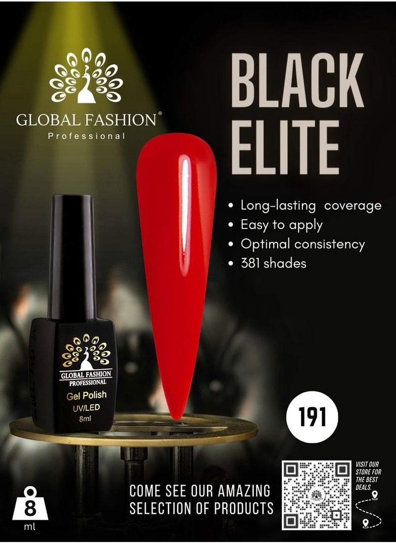 GLOBAL FASHION Global Fashion Black Elite Gel Polish | 132 Colors of Long-Lasting Elegance - 8ml | 191  - Image 2