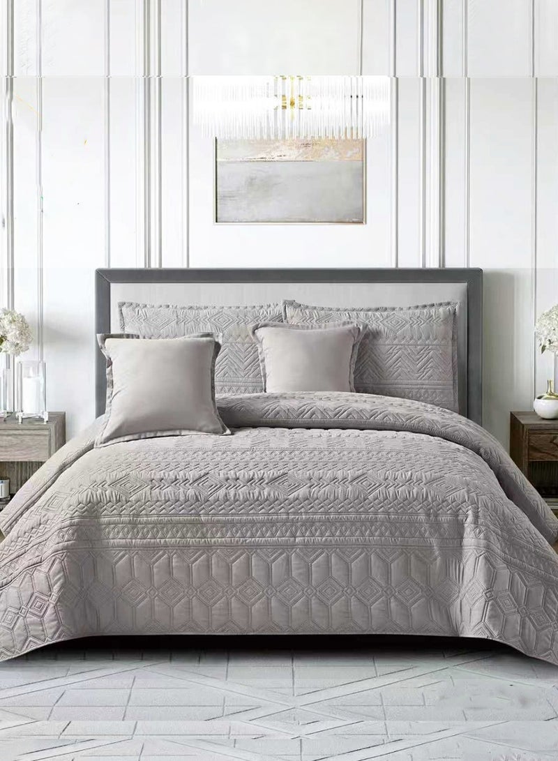 ميرال مفرش سرير نفرين سادة مضغوط – 6 قطع – لحاف محبوك 220×240 سم مع شرشف مغاط 200×200×30 سم - Image 2