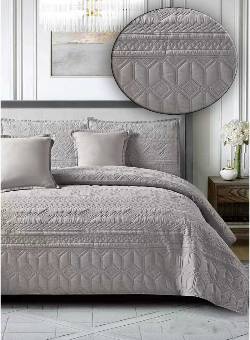 ميرال مفرش سرير نفرين سادة مضغوط – 6 قطع – لحاف محبوك 220×240 سم مع شرشف مغاط 200×200×30 سم - Image 3