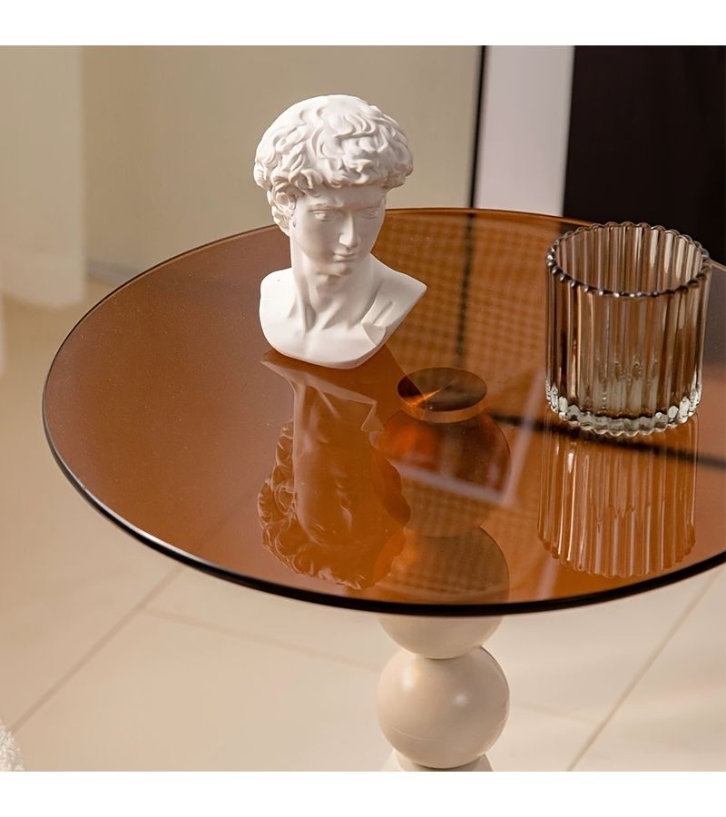 Removable Modern Round Corner Table with Glass Top and Black Frame Multifunctional Sofa Bed Side Coffee Table Suitable for Outdoor Use Easy Clean Glass Space Saving - Image 4