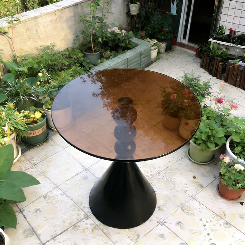 Removable Modern Round Corner Table with Glass Top and Black Frame Multifunctional Sofa Bed Side Coffee Table Suitable for Outdoor Use Easy Clean Glass Space Saving - Image 5