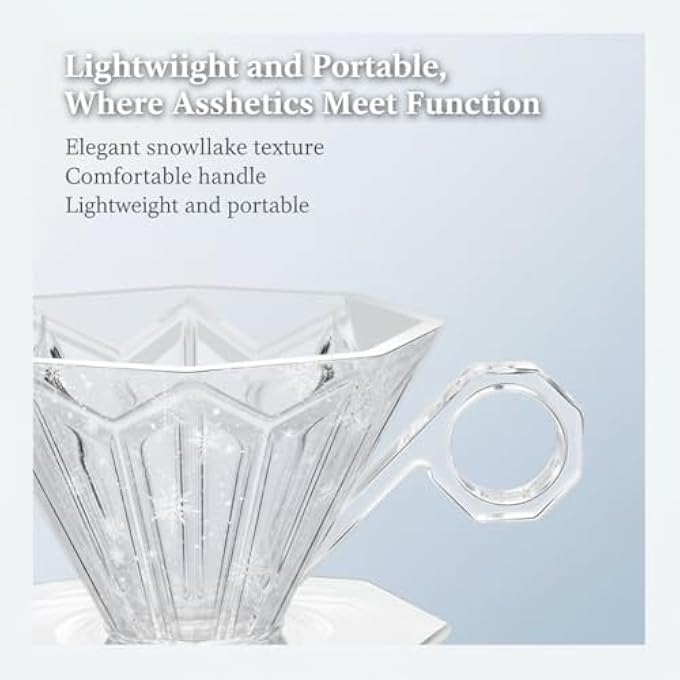 كاست ويف قمع قهوة مخروطي من الراتنج، كوب فلتر قابل لإعادة الاستخدام، 12 كوبًا، ماكينة تحضير القهوة البطيئة، ملحقات للمنزل والمقهى والسفر والتخييم، أداة باريستا شفافة على شكل V60 - Image 3