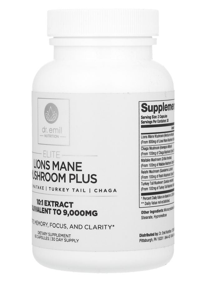DR EMIL NUTRITION Elite Lions Mane Mushroom Plus 60 Capsules - Image 2