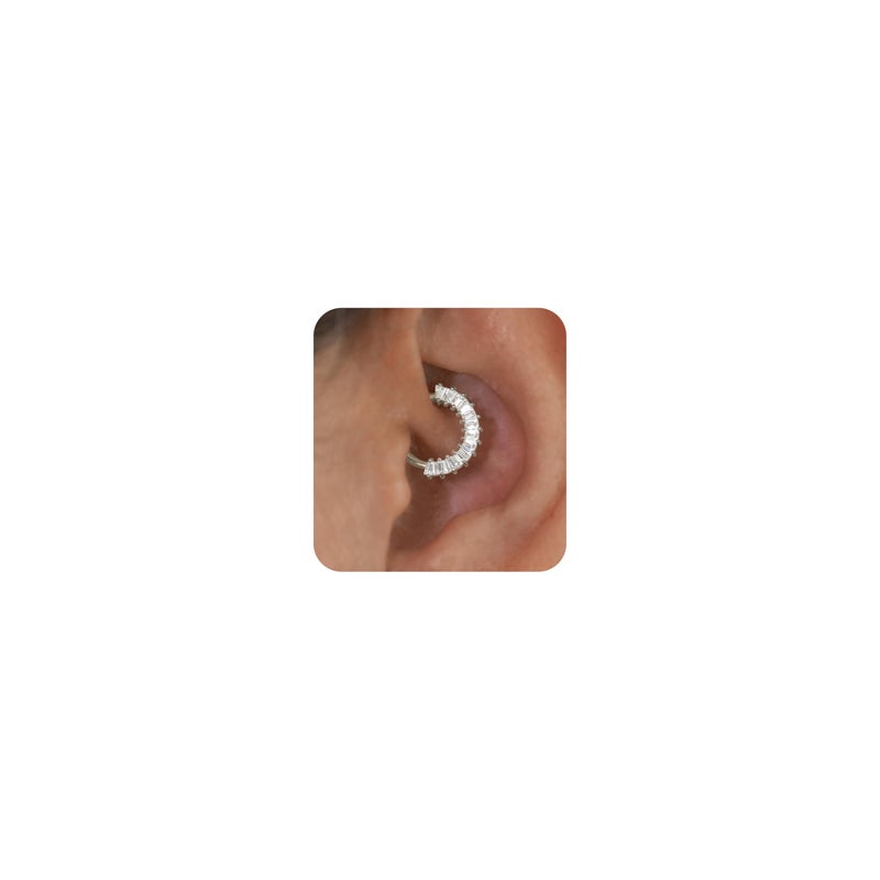 ShineRose Cartilage Daith Earrings For Women Small 14K Gold Plated Hoop Hypoallergenic Helix Piercing Huggie Surgical Steel Diamond Implant Cubic Zirconia Jewelry - Image 1