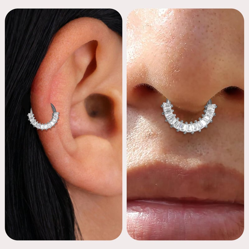 ShineRose Cartilage Daith Earrings For Women Small 14K Gold Plated Hoop Hypoallergenic Helix Piercing Huggie Surgical Steel Diamond Implant Cubic Zirconia Jewelry - Image 3