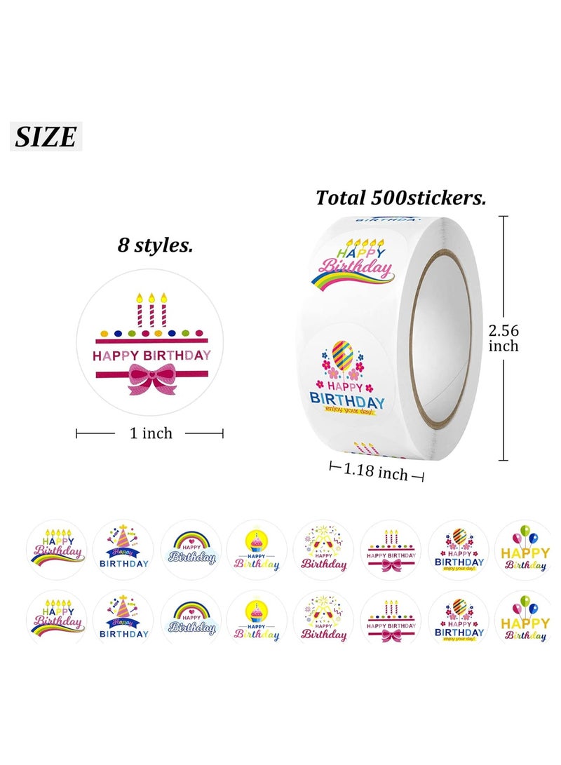 قوس قزح أورينبو 500 قطعة من ملصقات أعياد الميلاد السعيدة بالألوان المائية، لفة واحدة من ملصقات الختم الدائرية اللطيفة اللاصقة لأعياد الميلاد لتزيين حفلات الأطفال - Image 3