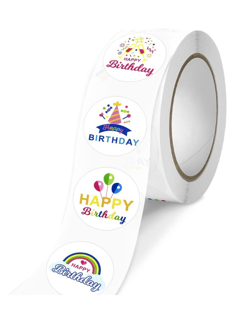 قوس قزح أورينبو 500 قطعة من ملصقات أعياد الميلاد السعيدة بالألوان المائية، لفة واحدة من ملصقات الختم الدائرية اللطيفة اللاصقة لأعياد الميلاد لتزيين حفلات الأطفال - Image 1