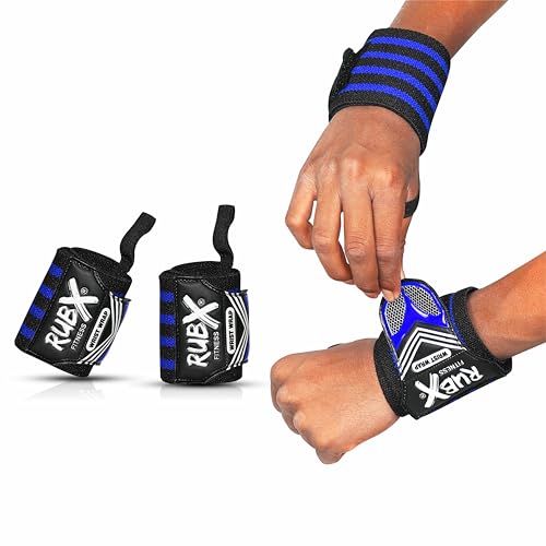 RUBX Premium Wrist Wraps for Gym Workout – Adjustable Wrist Support Straps for Weightlifting, CrossFit, Powerlifting, Training – Men & Women Gym Accessories with Thumb Loop (Blue) - Image 3