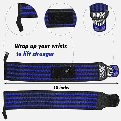 RUBX Premium Wrist Wraps for Gym Workout – Adjustable Wrist Support Straps for Weightlifting, CrossFit, Powerlifting, Training – Men & Women Gym Accessories with Thumb Loop (Blue) - Image 4