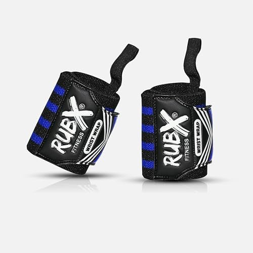 RUBX Premium Wrist Wraps for Gym Workout – Adjustable Wrist Support Straps for Weightlifting, CrossFit, Powerlifting, Training – Men & Women Gym Accessories with Thumb Loop (Blue) - Image 1