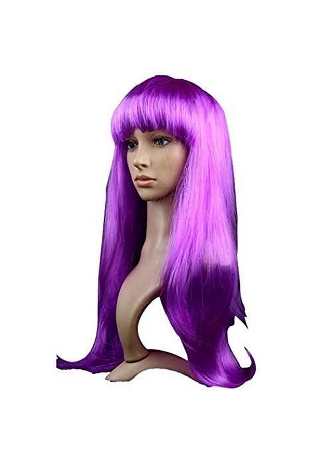 Krisah 23" Long Wavy Hair Wig Accessories Artificial Hair for Cosplay/Photo Shop Party Props/Fun Hair for Dressing (Purple Short) - Image 1