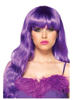 Krisah Krisah 23" Long Wavy Hair Wig Accessories Artificial Hair for Cosplay/Photo Shop Party Props/Fun Hair for Dressing (Purple Short)  - Image 3