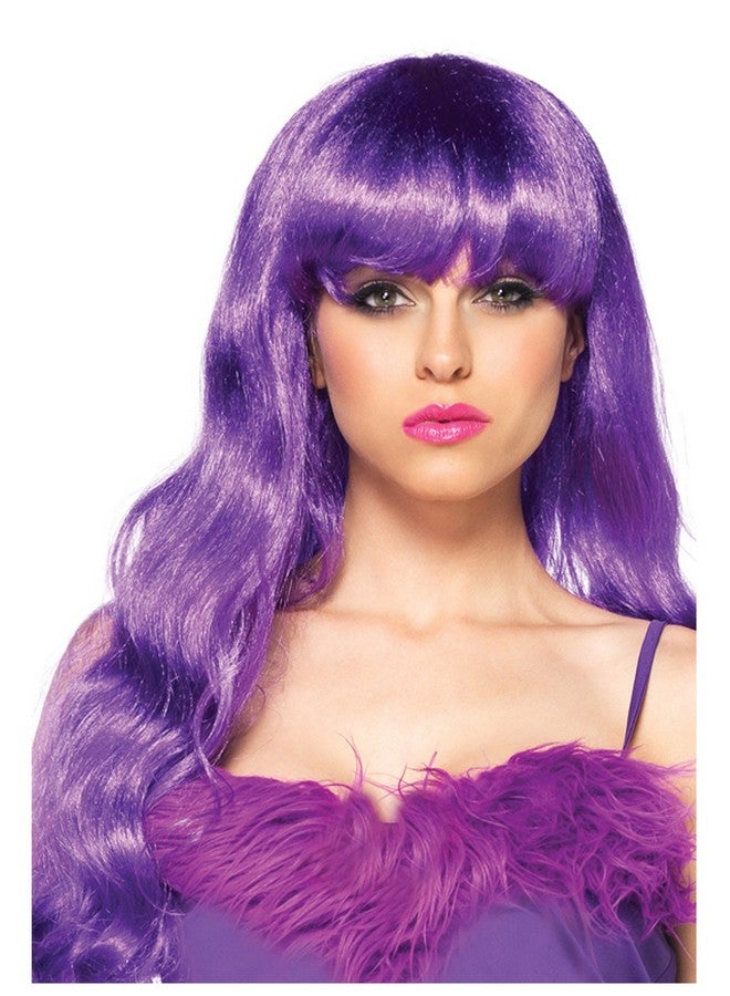 Krisah 23" Long Wavy Hair Wig Accessories Artificial Hair for Cosplay/Photo Shop Party Props/Fun Hair for Dressing (Purple Short) - Image 3