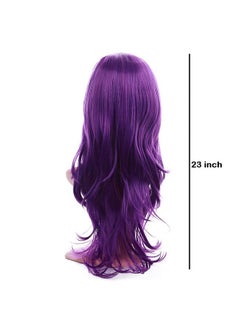 Krisah Krisah 23" Long Wavy Hair Wig Accessories Artificial Hair for Cosplay/Photo Shop Party Props/Fun Hair for Dressing (Purple Short)  - Image 2