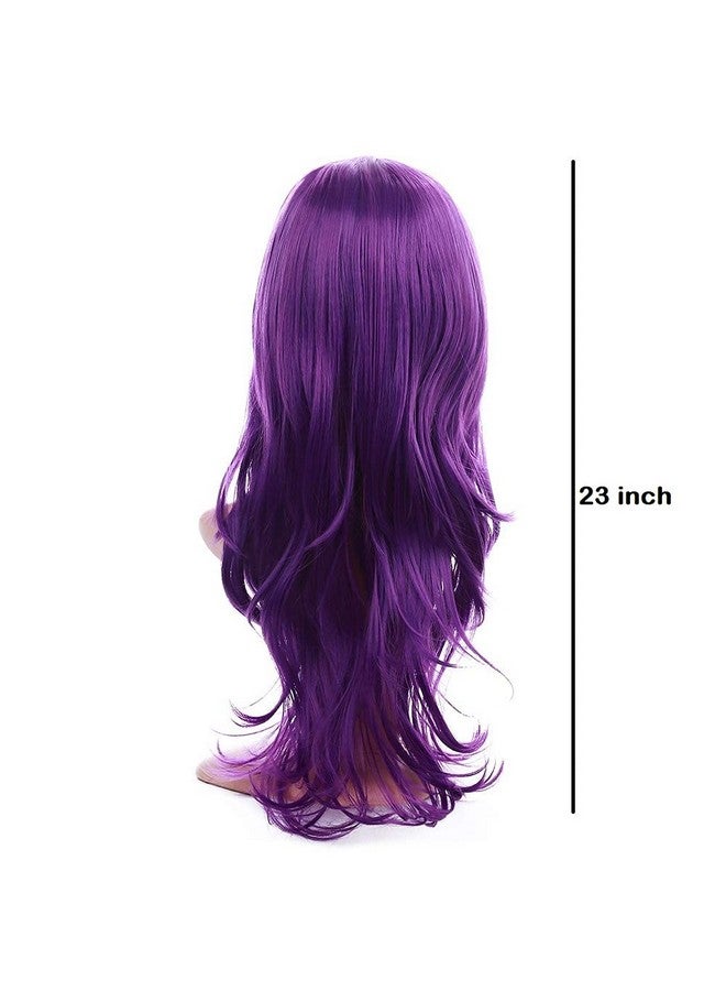 Krisah 23" Long Wavy Hair Wig Accessories Artificial Hair for Cosplay/Photo Shop Party Props/Fun Hair for Dressing (Purple Short) - Image 2