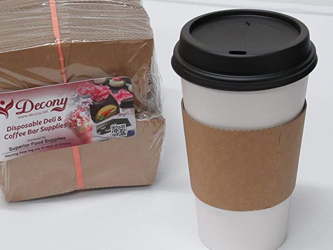 Decony Decony Coffee Cup Sleeves for Hot Drinks 100 Pcs Kraft Paper Coffee Sleeves Pack Corrugated Cardboard Protective Insulator Hot Cup Sleeve Jacket Holder Hand Protector Fits 1216202224 Oz Cups 