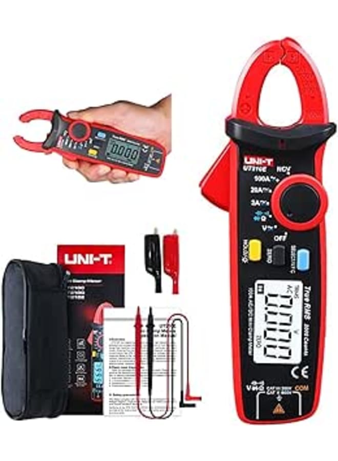 UNI-T UT210E Mini Digital Clamp Meter 100A AC DC Current Voltage True RMS Pliers Ammeter Resistance, Capacitance, Diode Tester Multimeter with Alligator Clip