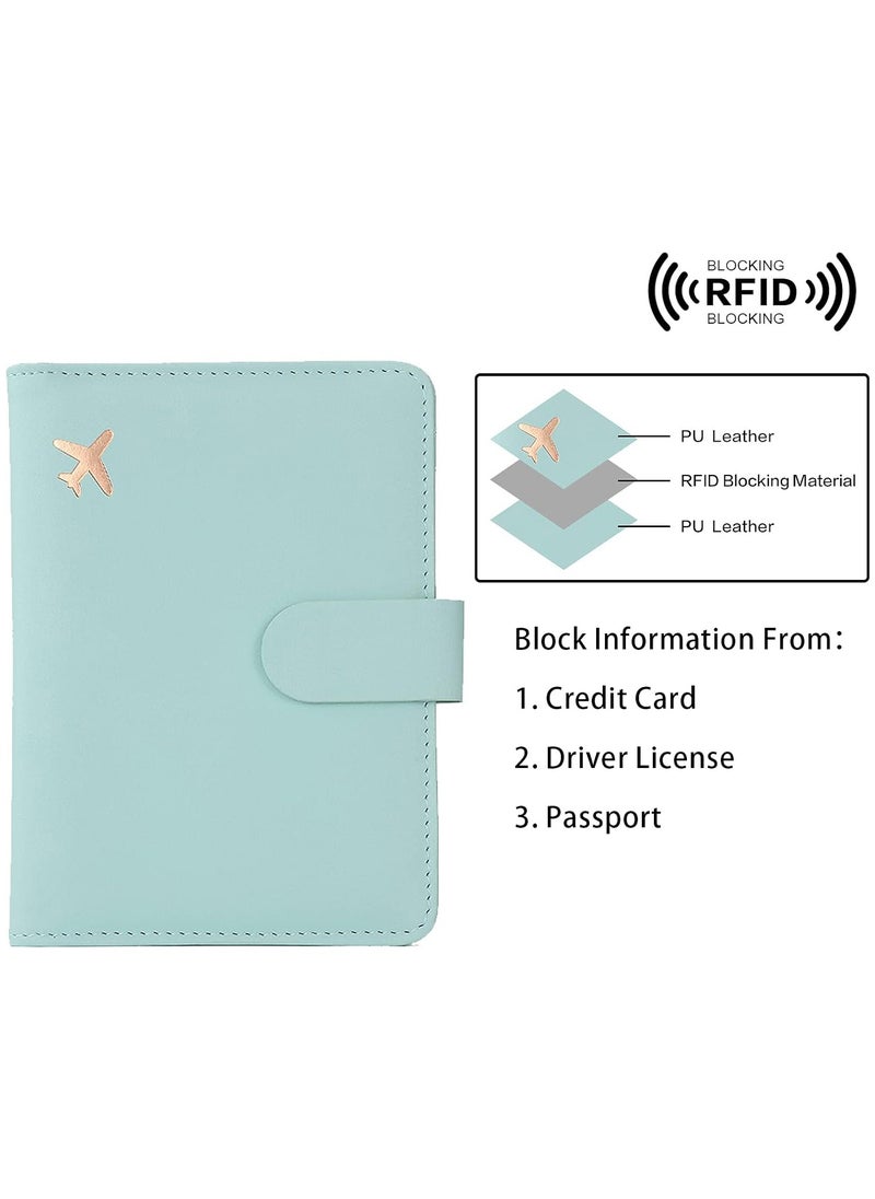 Beauenty Passport Covers and Luggage Tags, Passport Wallet Rfid Blocking Card Slots,Passport Holder Travel Suitcase Tag (Cyan)  - Image 4