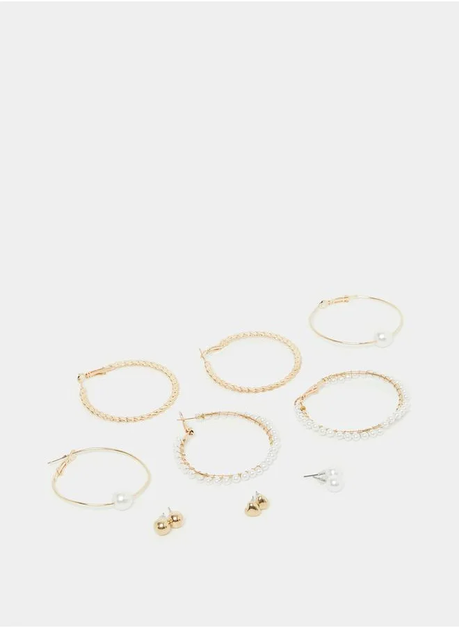 ستايلي Set of 6 - Heart & Pearl Design Earrings