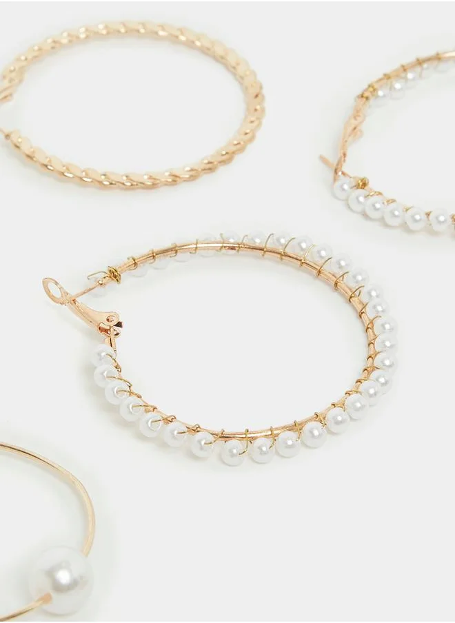 ستايلي Set of 6 - Heart & Pearl Design Earrings