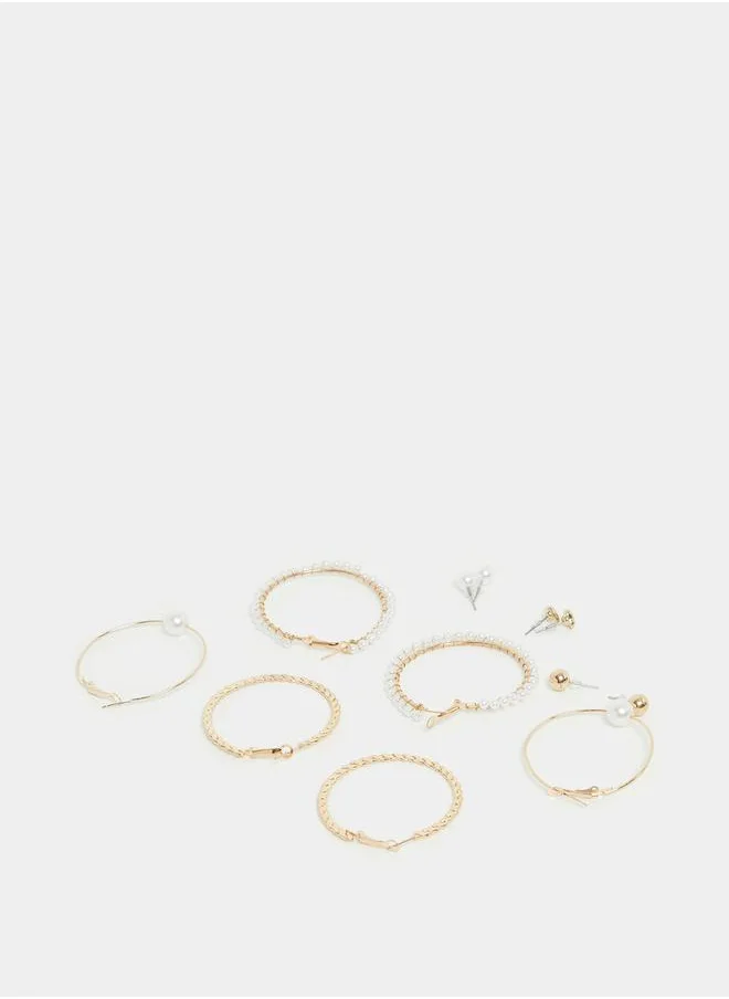 ستايلي Set of 6 - Heart & Pearl Design Earrings