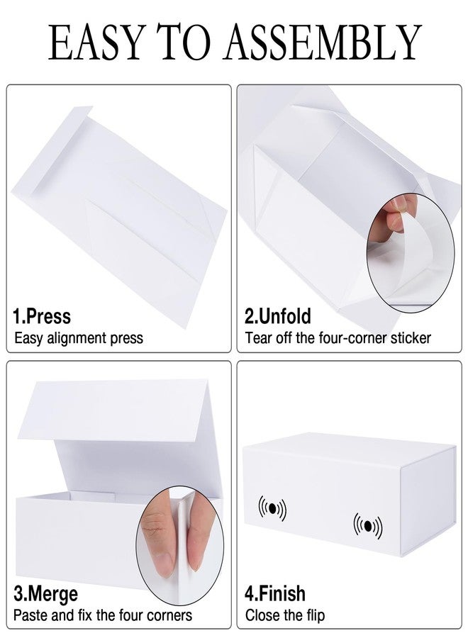 LFBOX White Collapsible Gift Box with Lids Magnetic Closure 13.8x8.3x4.4 in, Large Bridesmaid Groomsman Proposal Boxes 5 Pack, Rectangle Storage Box - Image 3