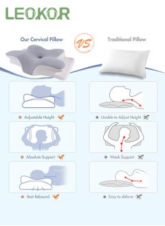 LEOKOR Memory Foam Cervical Pillow Ergonomic Pillow Protect Your Neck and Spine, Suitable for All Sleeping Positions Cervical Contour Pillow, Orthopedic Pillow for Neck and Shoulder Pain  - Image 4