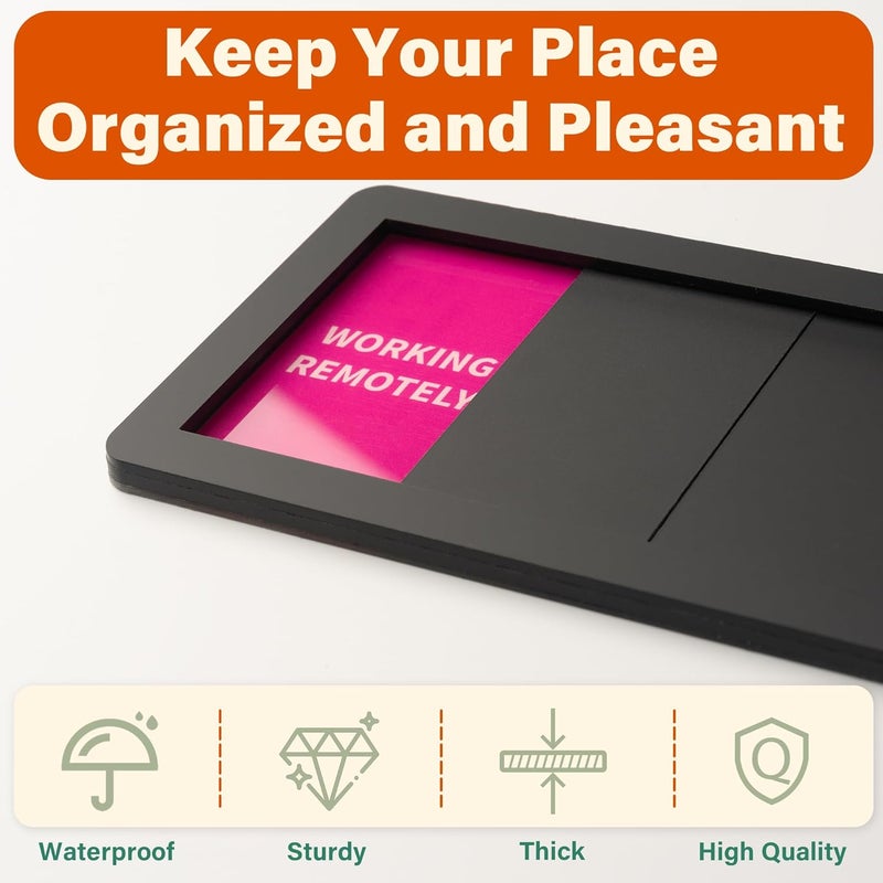 EliteSign Office Door Signs 6 Options Do Not Disturb, Please Knock, In A Meeting, Out Of Office, Working Remotely Back Soon Privacy Door Slider Sign For Meeting & Conference Room Black - Image 2