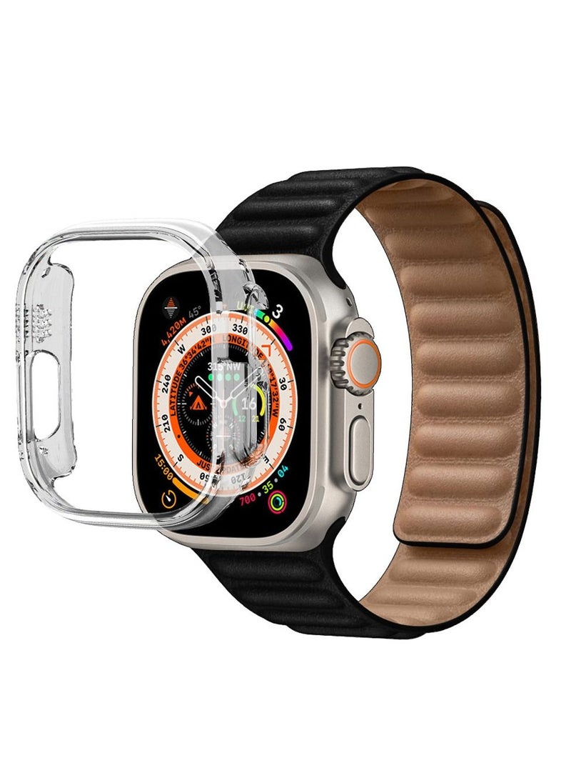 CATANES - 2 Packs For Apple Watch Band 49mm Leather Link Strap Magnetic Loop Bracelet and Clear Cup Holder Black - Image 1