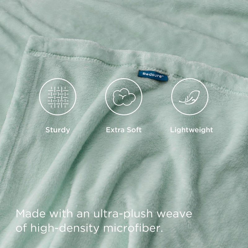 Bedsure GentleSoft Fleece Throw XL Blanket Sage Green - 300GSM Soft Lightweight Plush Cozy Blankets for Bed, Sofa, Couch, Travel, Camping, 50x70 inches - Image 3