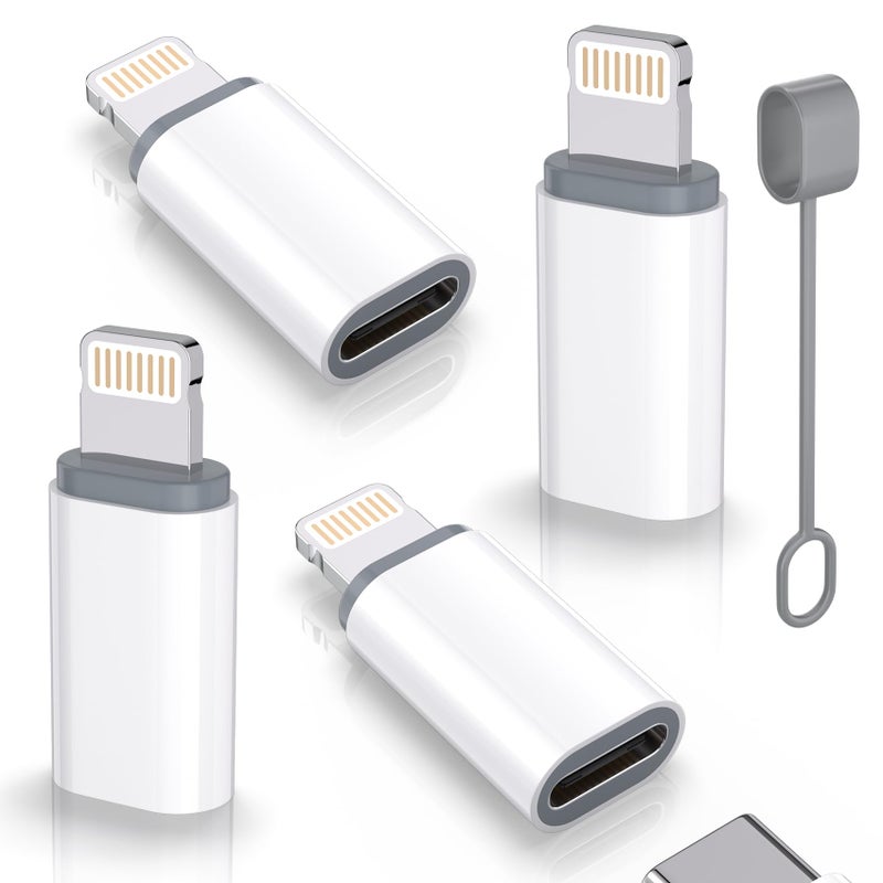 Thousover USB C Type C to Lightning Adapter MFi Certified 4 Pack 27W Fast Charging Support Data Sync,Lightning to USB Type C Cable Adapter for iPhone/iPad/for Airpods,with Anti-Lost Loop,Not for Audio/OTG - Image 1
