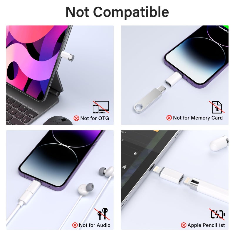 Thousover USB C Type C to Lightning Adapter MFi Certified 4 Pack 27W Fast Charging Support Data Sync,Lightning to USB Type C Cable Adapter for iPhone/iPad/for Airpods,with Anti-Lost Loop,Not for Audio/OTG - Image 5