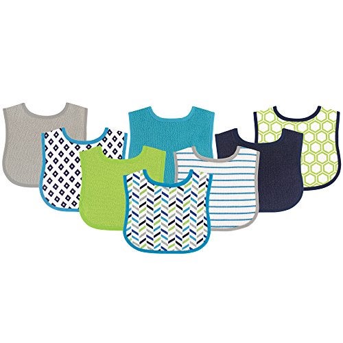 Luvable Friends Unisex Baby Cotton Terry Bibs, Geometric Boy, One Size - Image 5