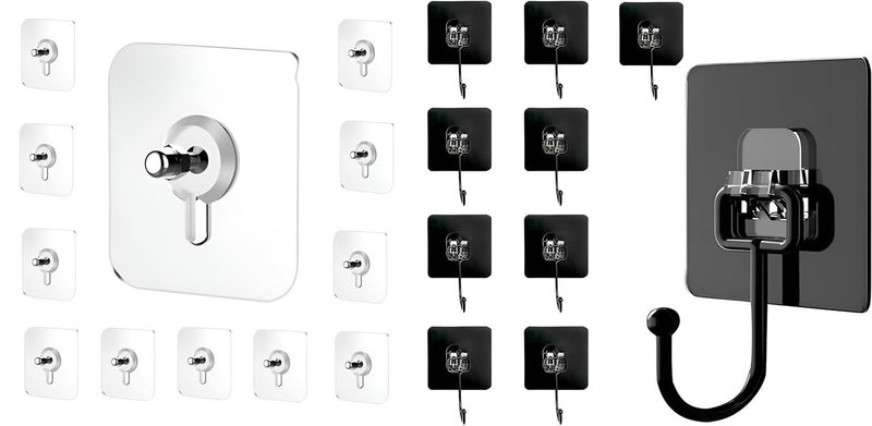 Wall Mounted Adhesive Hooks Stainless Steel ABS Nail Free Seamless Adhesive 10 Pack Wall Sticker Hook Pack of 10 Black Color 3Layer Material HeavyDuty Adhesive Hooks