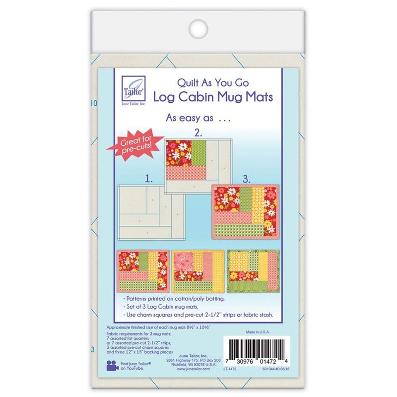 June Tailor Quilt As You Go Log Cabin Mug Mats 3 Pack - Image 1