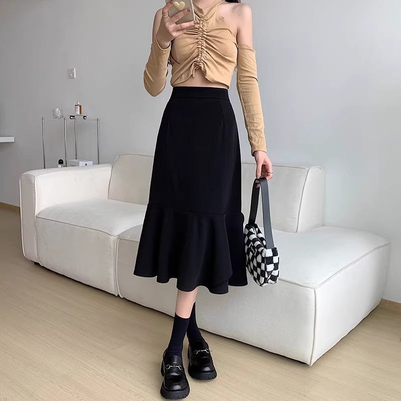 Mid-Length Dress 2024 Suit Sense Wrap Hip Irregular Skirt Women'S Arrival Little Man Fishtail A- Line Design - Image 3