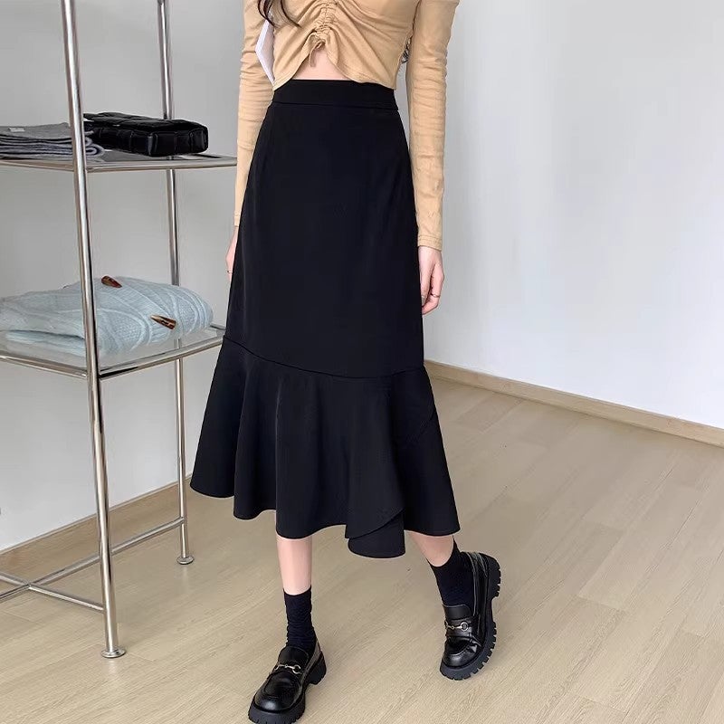 Mid-Length Dress 2024 Suit Sense Wrap Hip Irregular Skirt Women'S Arrival Little Man Fishtail A- Line Design - Image 5