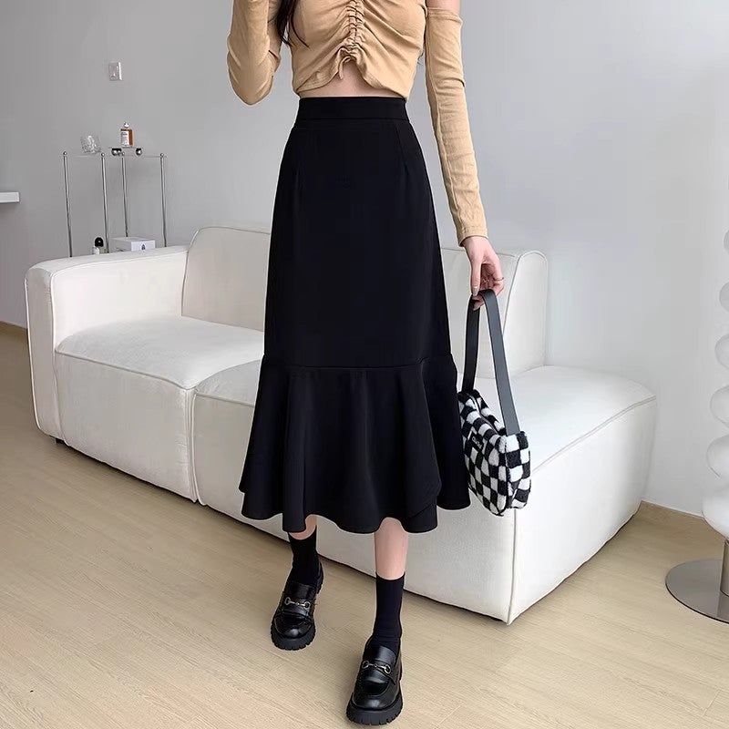 Mid-Length Dress 2024 Suit Sense Wrap Hip Irregular Skirt Women'S Arrival Little Man Fishtail A- Line Design - Image 1